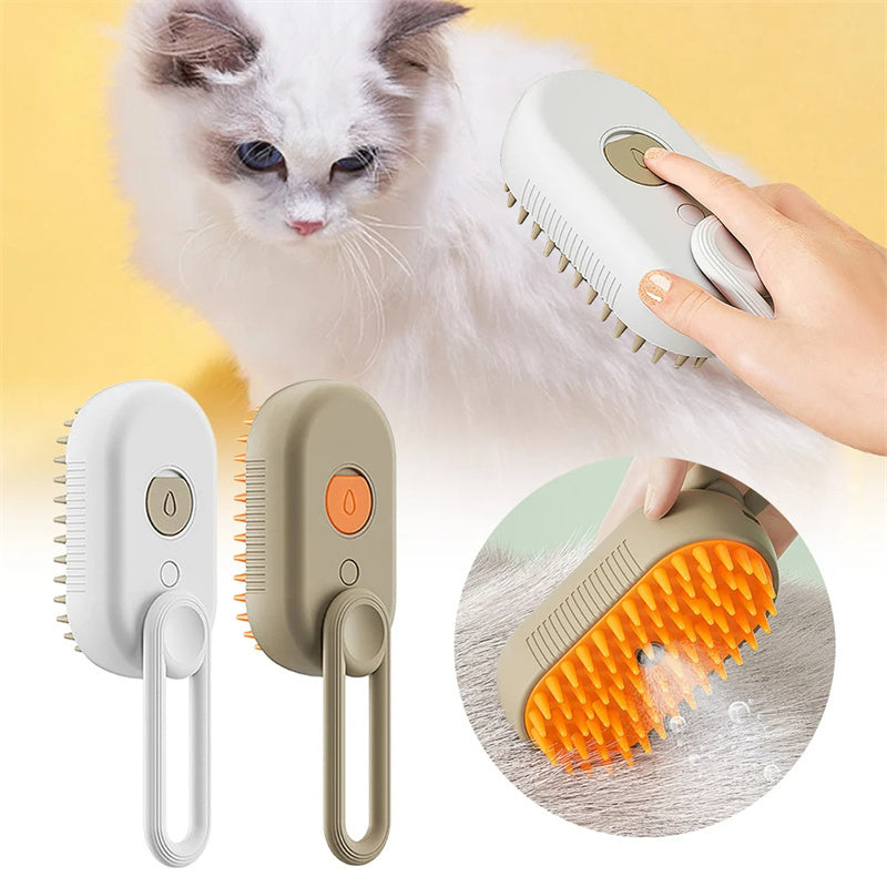 3-in-1 Electric Pet Grooming Brush – Steam Massage & Hair Removal for Cats & Dogs