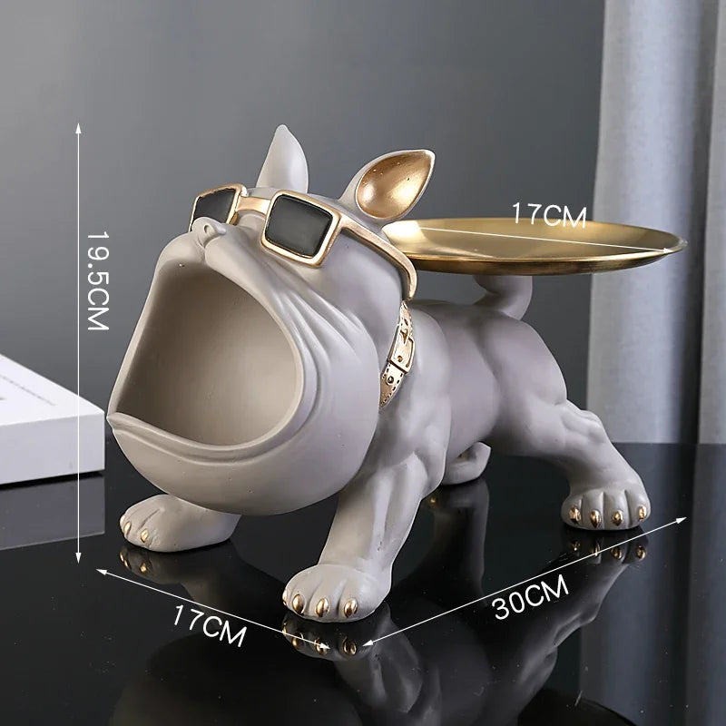 30cm Bulldog Resin Figurine with Storage Box