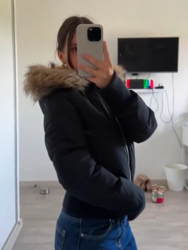 Women’s Faux Fur Cropped Padded Jacket