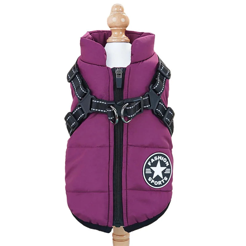 Incredible Waterproof Winter Dog Jacket with Harness