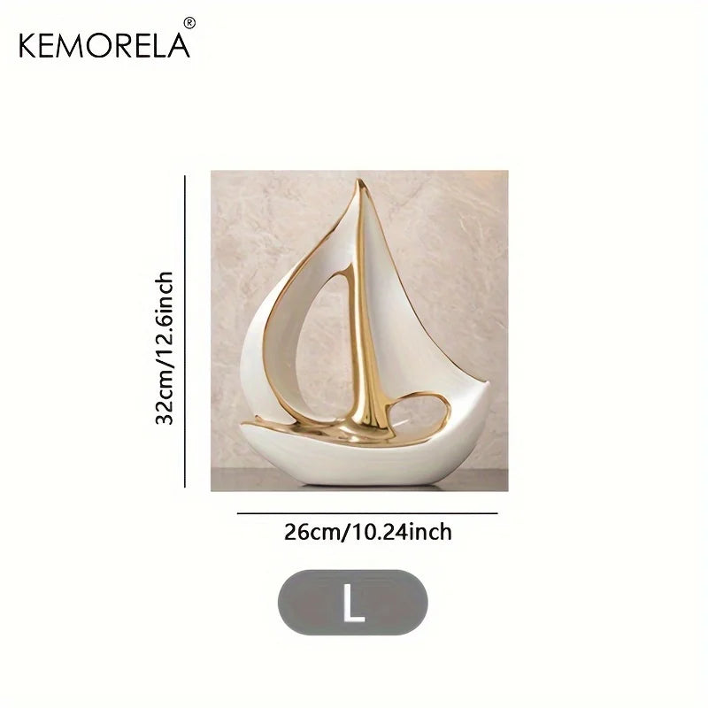 Luxury Ceramic Sailboat Sculpture
