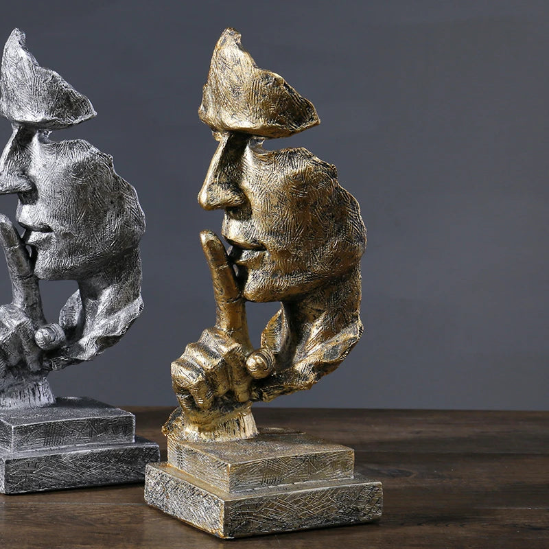 Nordic “Silence Is Golden” Resin Sculpture