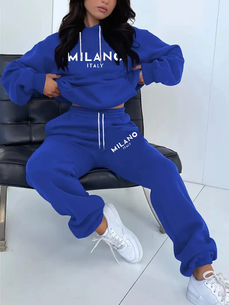 Women’s MILANO Letter Printed Hoodie Set