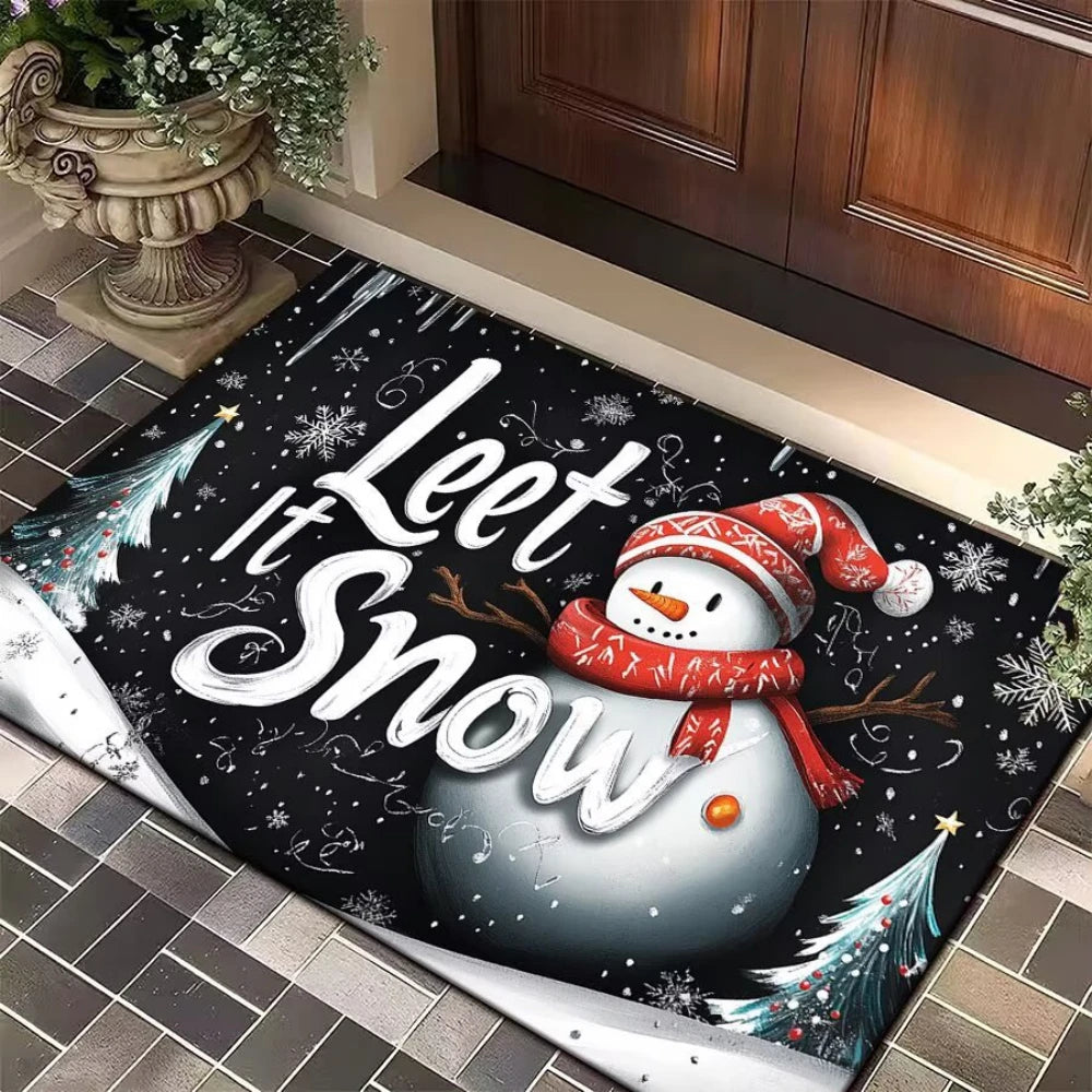 Christmas Doormat – Santa Claus, Snowman, Elf Non-Slip Entrance Rug for Holiday Home Décor