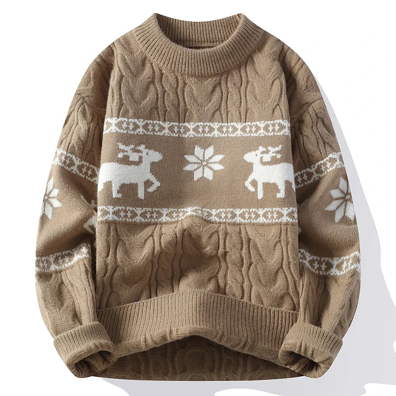 Men’s Luxury Cashmere Christmas Sweater 2025 – Thick Warm Deer Knit Jumper, High-End Winter Korean Harajuku Style