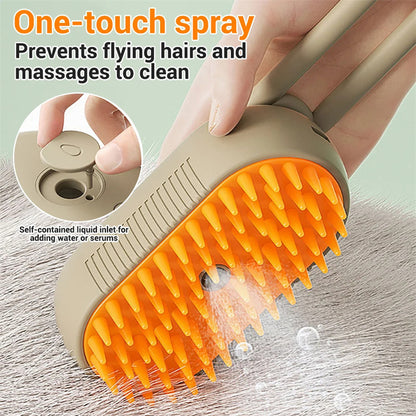 3-in-1 Electric Pet Grooming Brush – Steam Massage & Hair Removal for Cats & Dogs