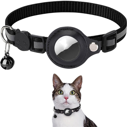 Reflective Waterproof AirTag Collar with Protective Case for Cats & Dogs – Nylon Pet Tracker Holder