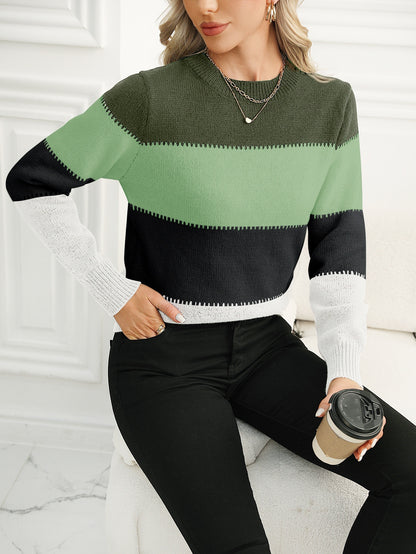 Women's Color Block Pullover Sweater