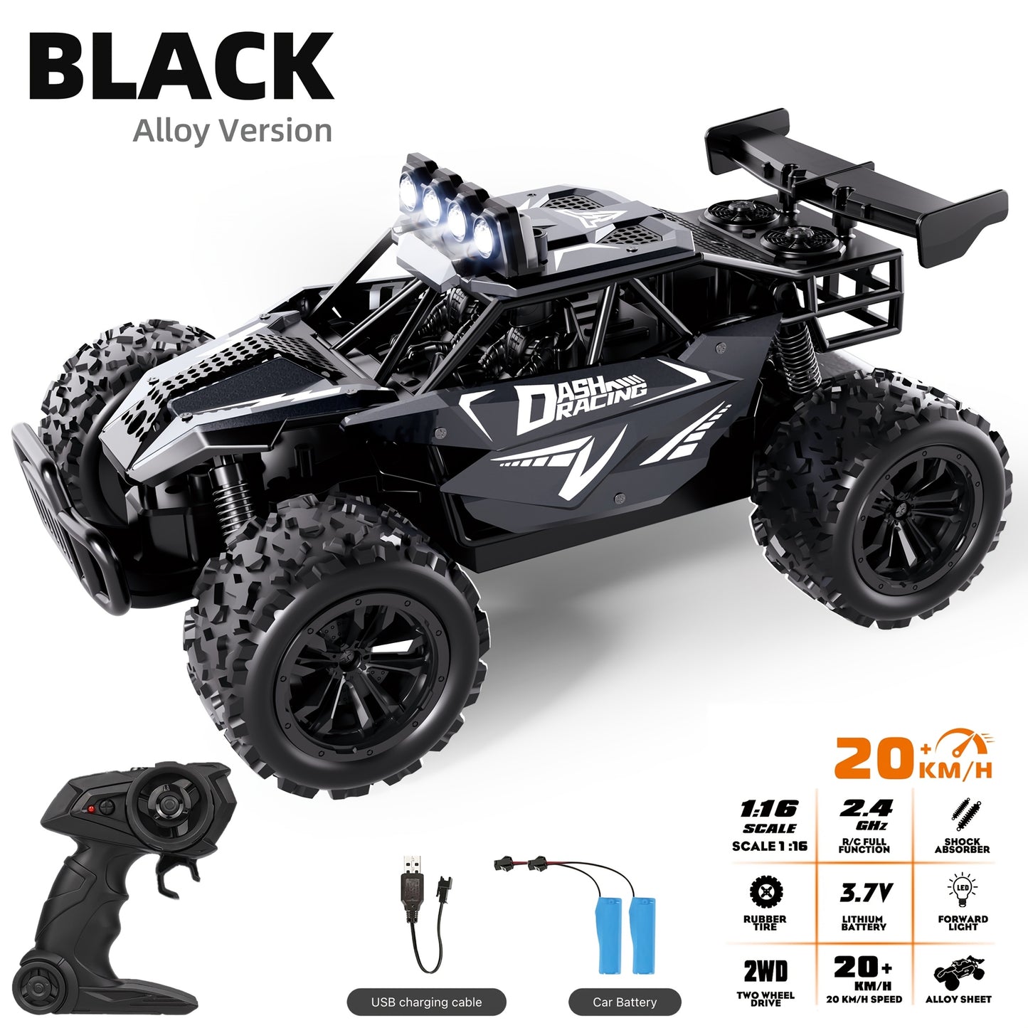 K.K 1:16 RC Car – 2.4G Remote Control, Kids Gift for Christmas & Holidays