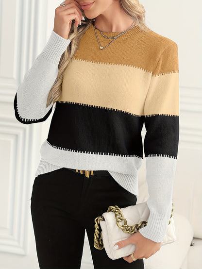 Women's Color Block Pullover Sweater