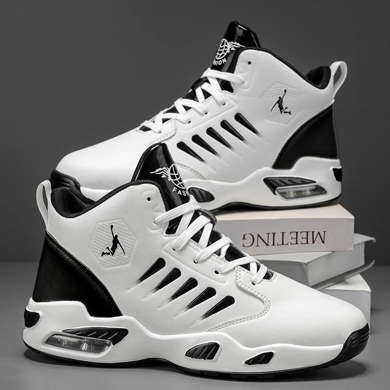 Men’s High-Top Sports Shoes with Breathable Mesh – Cushion Support Basketball & Running Sneakers