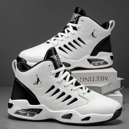 Men’s High-Top Sports Shoes with Breathable Mesh – Cushion Support Basketball & Running Sneakers