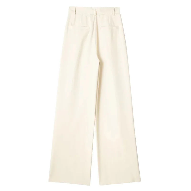 Women’s High-Waist Wide-Leg Suit Pants – Formal Office Wear Striped Trousers