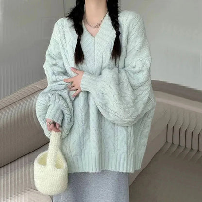 Women’s Oversized V-Neck Knit Sweater