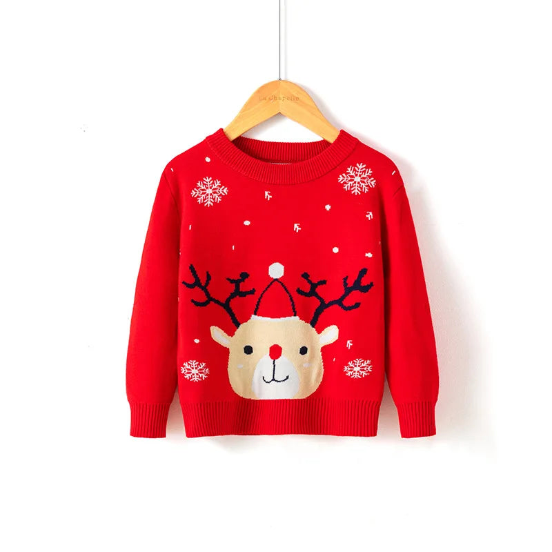 Kids Cartoon Pullover Sweater – Autumn Christmas & New Year Knitted Tops for Boys & Girls