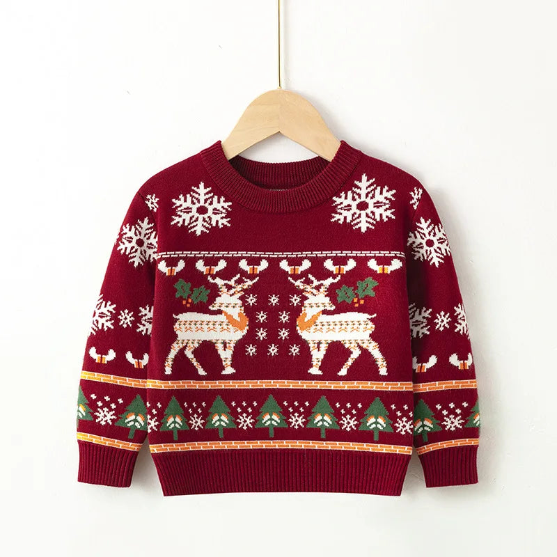 Kids Cartoon Pullover Sweater – Autumn Christmas & New Year Knitted Tops for Boys & Girls