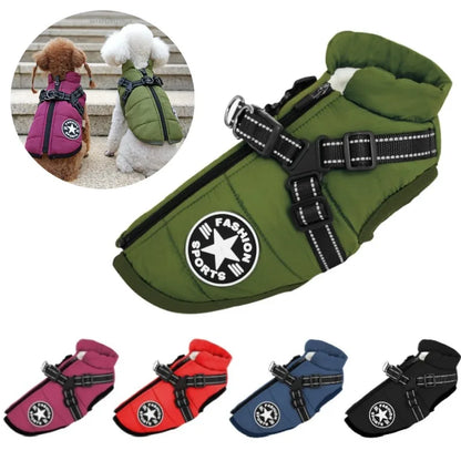 Incredible Waterproof Winter Dog Jacket with Harness