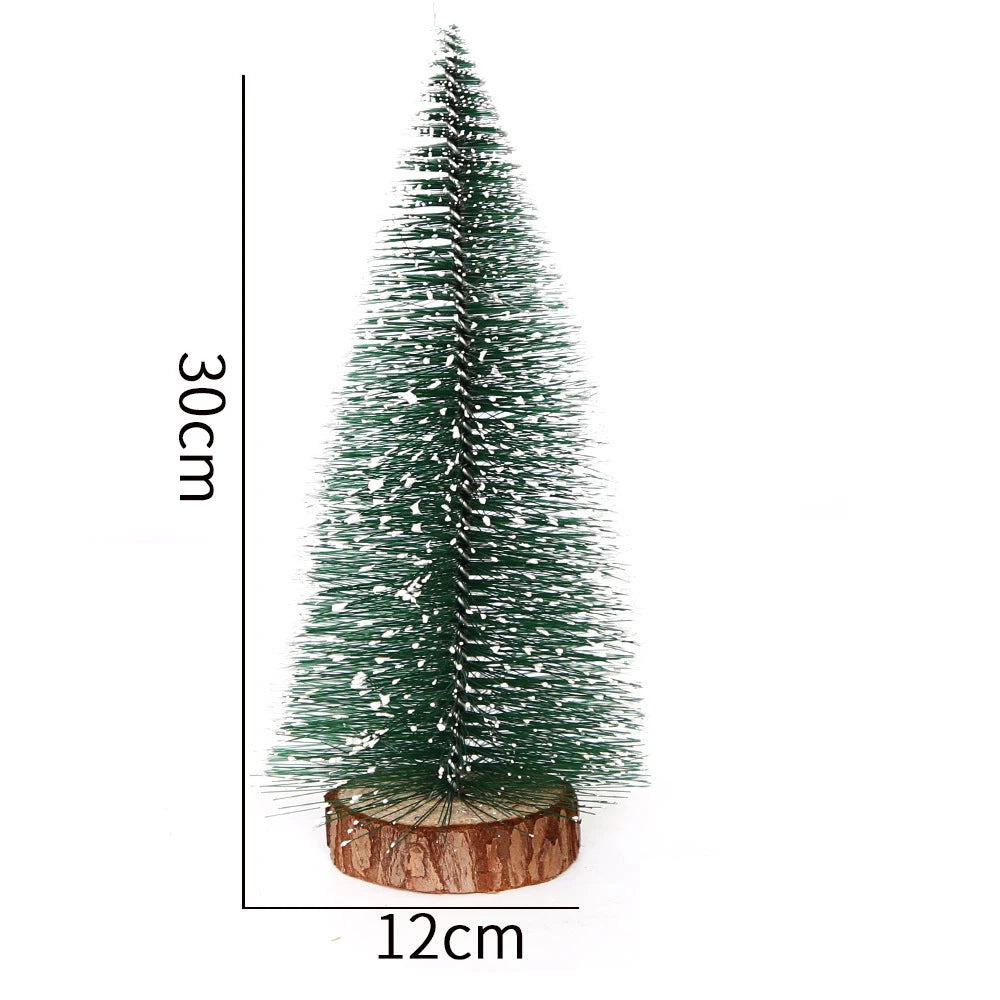 Mini Artificial Christmas Trees with Wooden Base