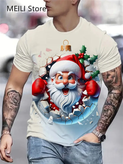 Men’s Christmas 3D Santa Claus Print T-Shirt