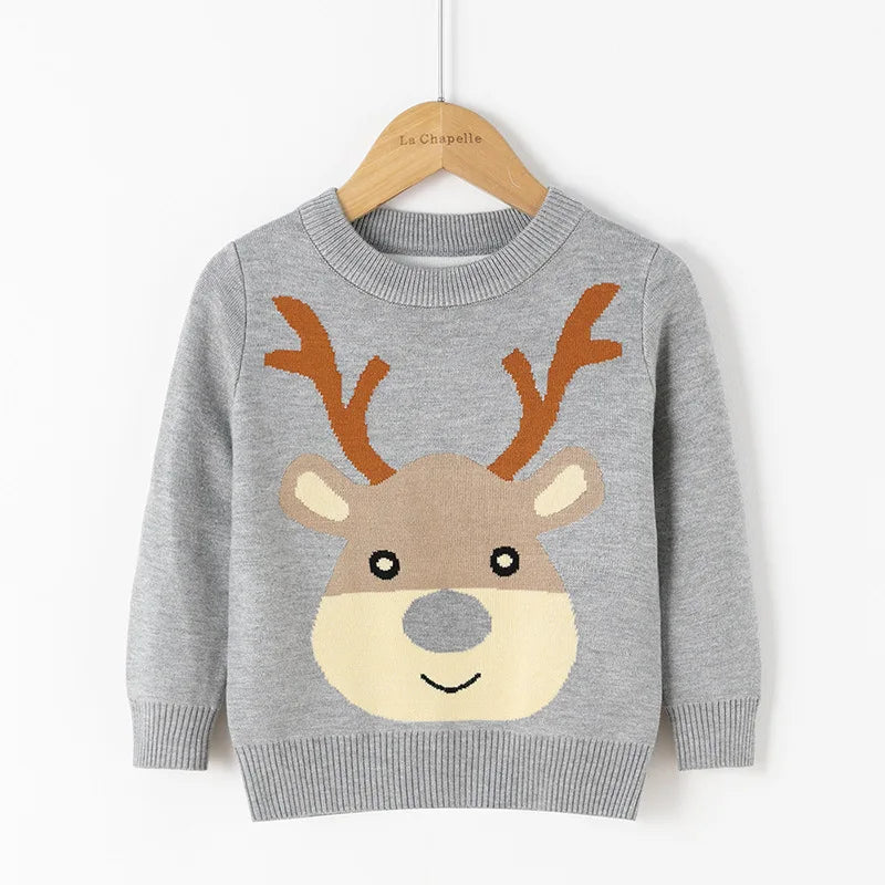 Kids Cartoon Pullover Sweater – Autumn Christmas & New Year Knitted Tops for Boys & Girls