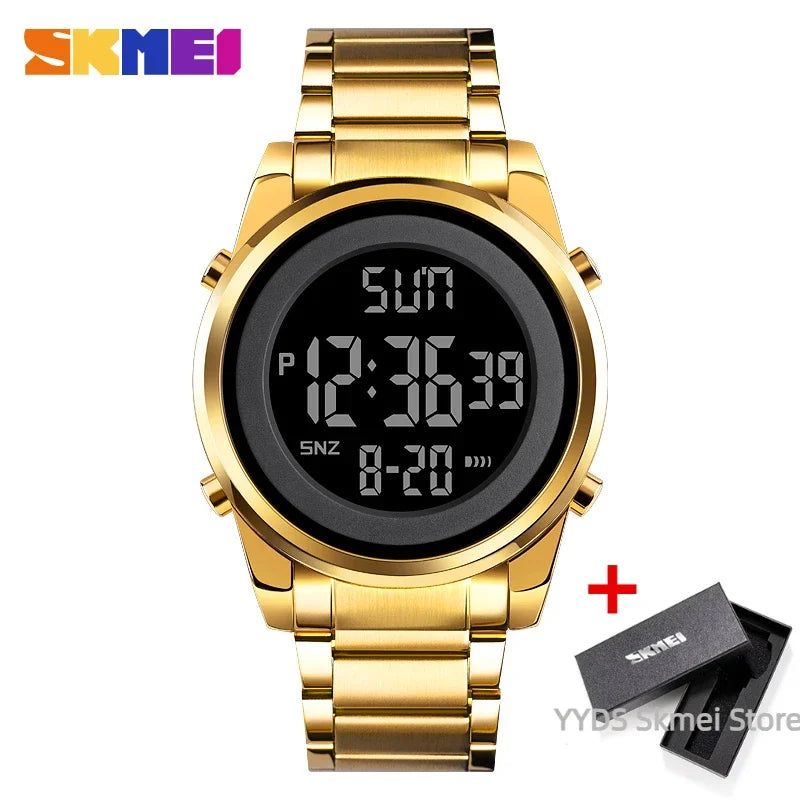 Luxury Waterproof Stainless Steel Men’s Digital Sports Watch