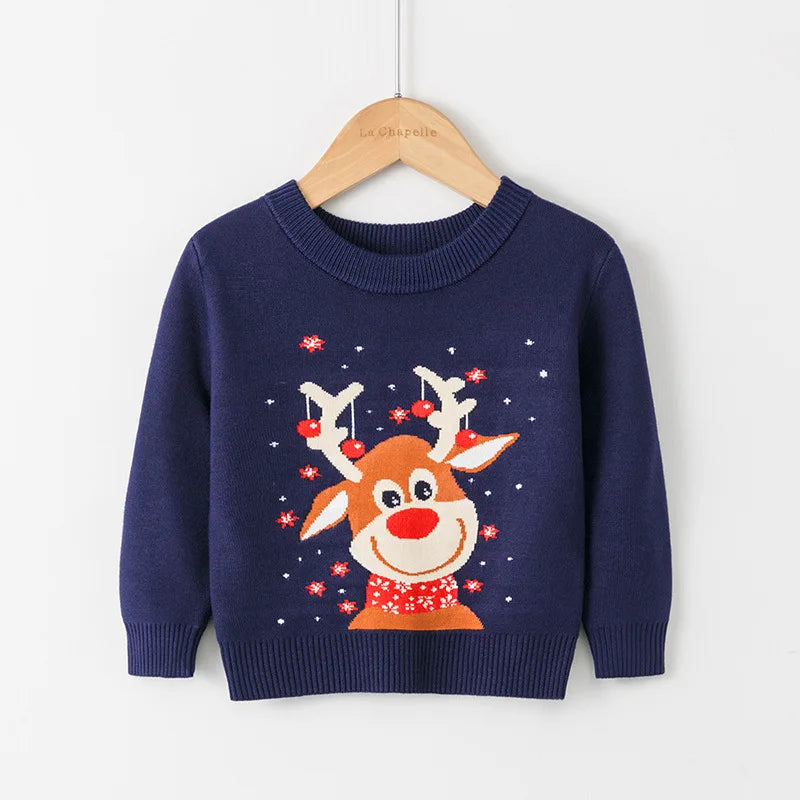 Kids Cartoon Pullover Sweater – Autumn Christmas & New Year Knitted Tops for Boys & Girls
