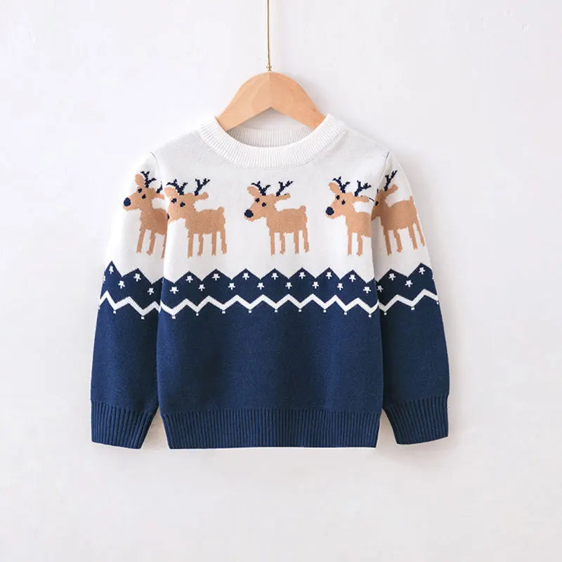 Kids Cartoon Pullover Sweater – Autumn Christmas & New Year Knitted Tops for Boys & Girls