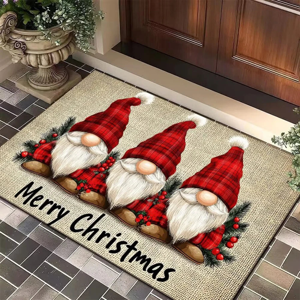 Christmas Doormat – Santa Claus, Snowman, Elf Non-Slip Entrance Rug for Holiday Home Décor