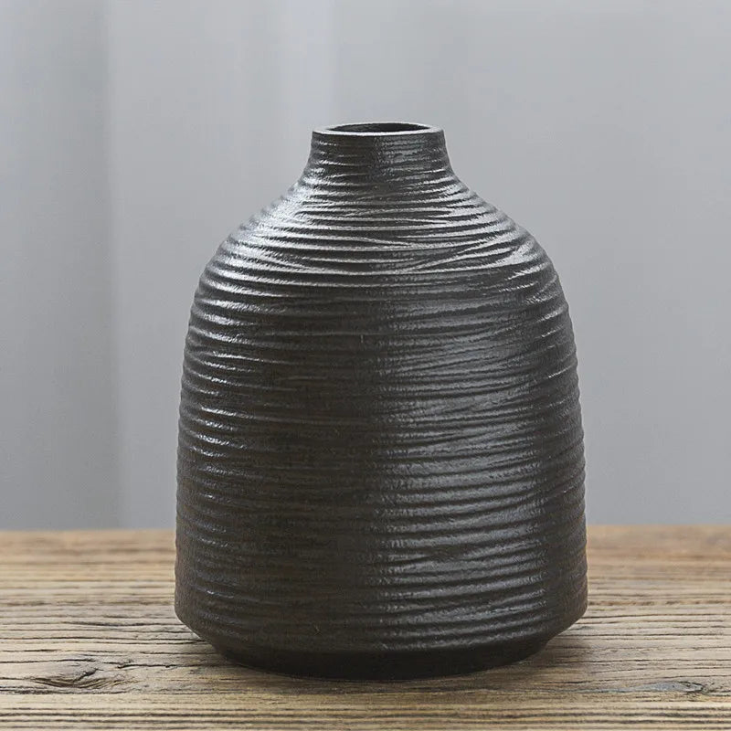 Japanese-Style Terracotta Flower Vase