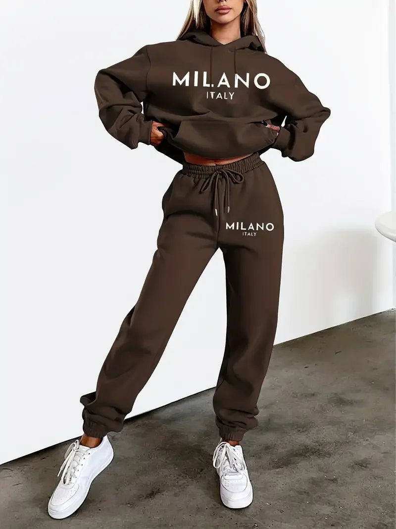 Women’s MILANO Letter Printed Hoodie Set