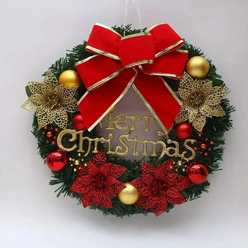 30cm Christmas Wreath with Bells, Gift Bow & Stars