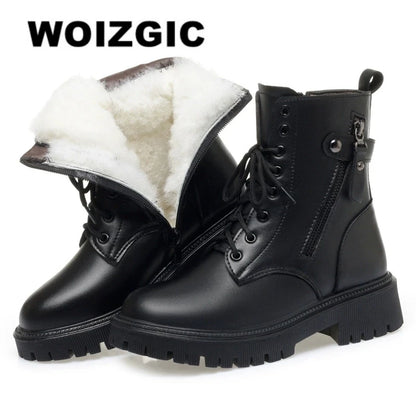 WOIZGIC Women’s Genuine Leather Ankle Boots