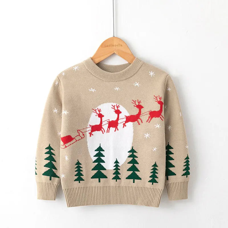 Kids Cartoon Pullover Sweater – Autumn Christmas & New Year Knitted Tops for Boys & Girls