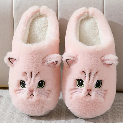 Winter Cat Plush Slippers for Women & Men