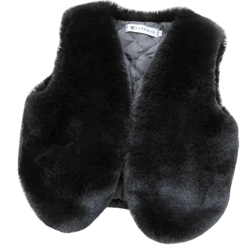 Baby Girls Faux Fur Vest Winter Coat Christmas Kids Warm Sleeveless Outerwear Infant Kids Vest Outfits