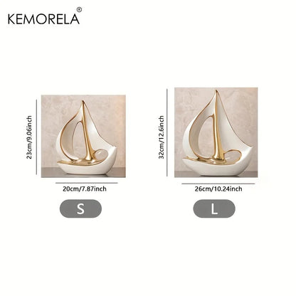 Luxury Ceramic Sailboat Sculpture