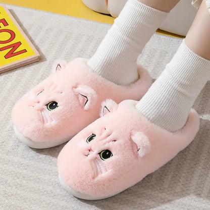 Winter Cat Plush Slippers for Women & Men