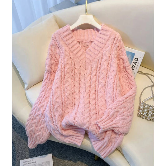 Women’s Oversized V-Neck Knit Sweater