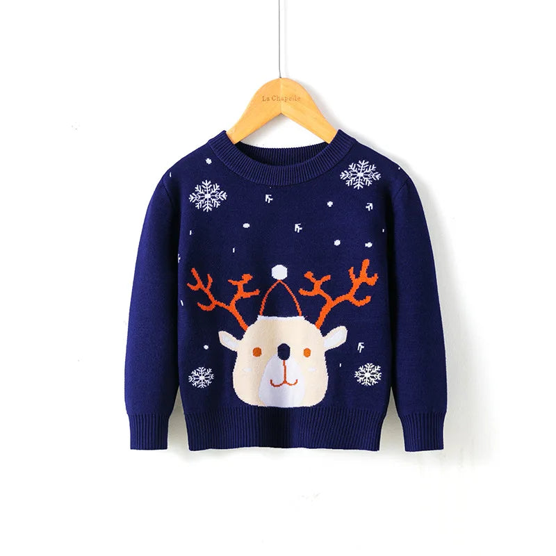 Kids Cartoon Pullover Sweater – Autumn Christmas & New Year Knitted Tops for Boys & Girls