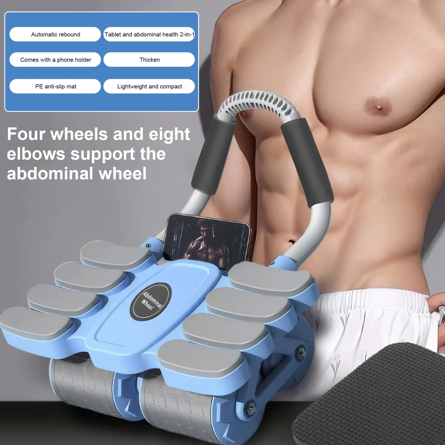 Abdominal Roller with 8 Elbow Supports