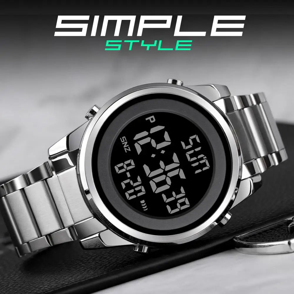 Luxury Waterproof Stainless Steel Men’s Digital Sports Watch
