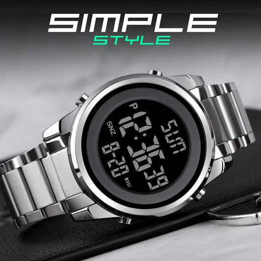 Luxury Waterproof Stainless Steel Men’s Digital Sports Watch