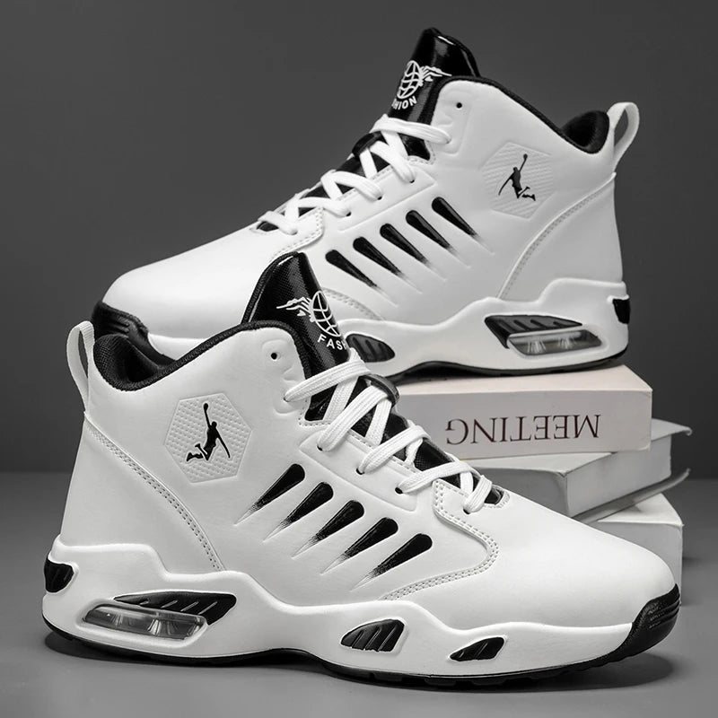 Men’s High-Top Sports Shoes with Breathable Mesh – Cushion Support Basketball & Running Sneakers