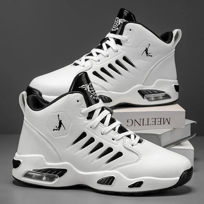 Men’s High-Top Sports Shoes with Breathable Mesh – Cushion Support Basketball & Running Sneakers