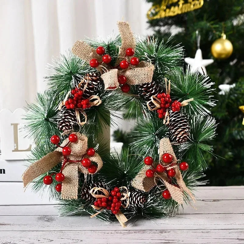 30cm Christmas Wreath with Bells, Gift Bow & Stars