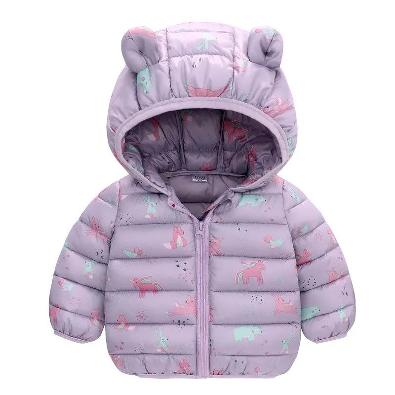 Kids Lightweight Hooded Down Jacket – Autumn Winter Warm Coat for Boys & Girls, Baby Outerwear, Holiday Gift