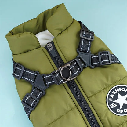 Incredible Waterproof Winter Dog Jacket with Harness