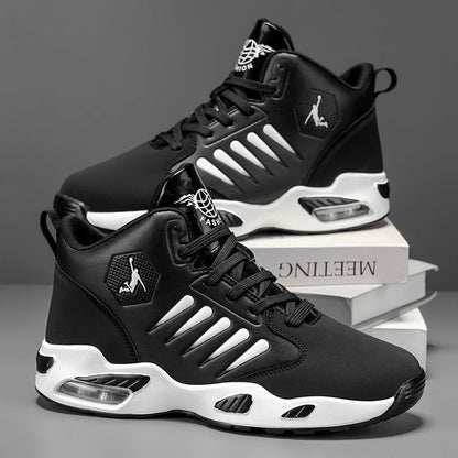 Men’s High-Top Sports Shoes with Breathable Mesh – Cushion Support Basketball & Running Sneakers