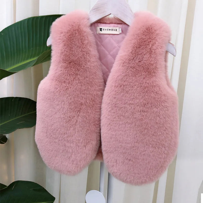 Baby Girls Faux Fur Vest Winter Coat Christmas Kids Warm Sleeveless Outerwear Infant Kids Vest Outfits