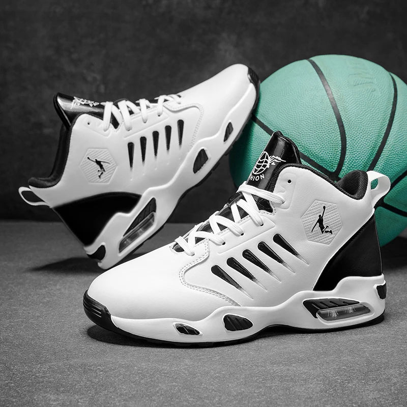Men’s High-Top Sports Shoes with Breathable Mesh – Cushion Support Basketball & Running Sneakers